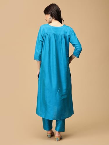 Image of The Mom Store Maternity Nursing and Feeding Kurta Set | Nursing Zippers | Pre and Post Pregnancy | Raw Silk | Kurta Pant Set | Solid |