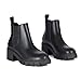 Athlefit Women's Chelsea Boots Fashion Lug Sole Chunky Heel Slip on Elastic Ankle Black Booties Size 9