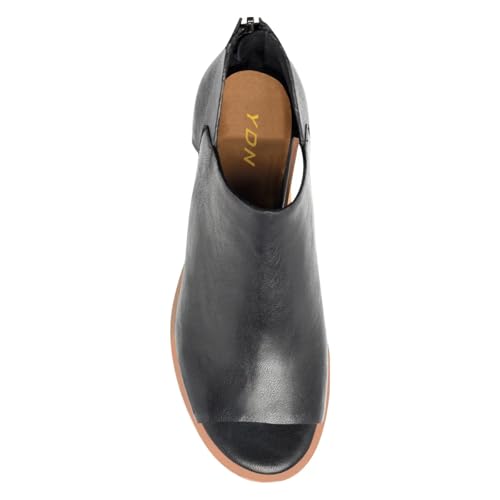 YDN Women's Peep Toe Booties Low Chunky Block Heels Back Zipper Sandal Ankle Boots Comfy Dress Daily Shoes Size 4-16 US4