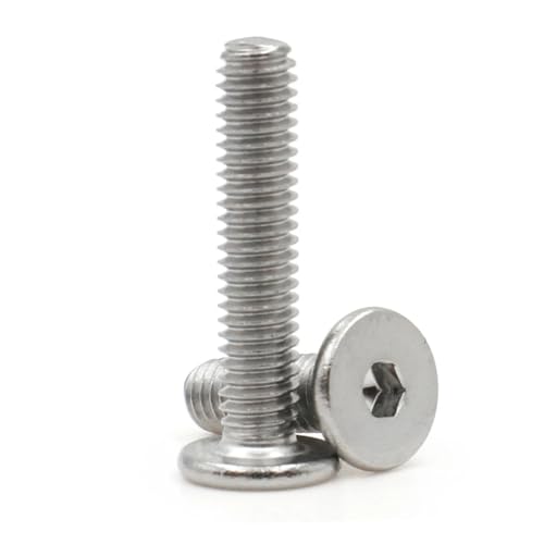 10~50個 M2 M2.5 M3 M4 M5 M6 M8 黒 亜鉛メッキ 304 ステンレススチール 六角 六角ソケット 超薄型 フラット ウェーハヘッド ネジ ボルト(White 304,M4x5mm x 20pcs)