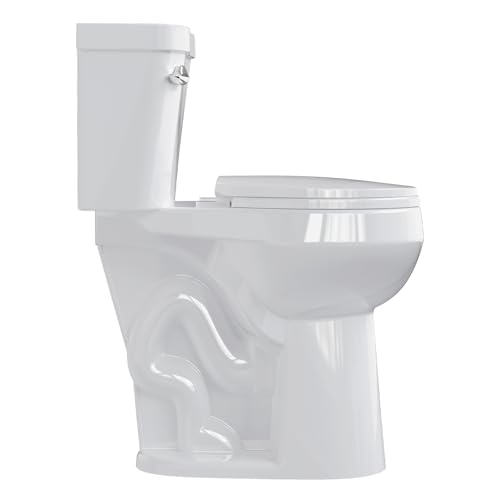 Two-Piece Toilet, 21" Height, Round Bowl for Bathrooms with Soft Close Seat, Extra Tall Height Toilet with 1.28 Siphonic Flush Cotton White