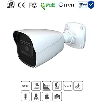 Titanium IP-5IR4C41-28 4MP IR Water-Proof Bullet Network Camera, 4MP@30FPS 2.8mm 3D DNR DWDR NDAA Compliant Security IP PoE Camera