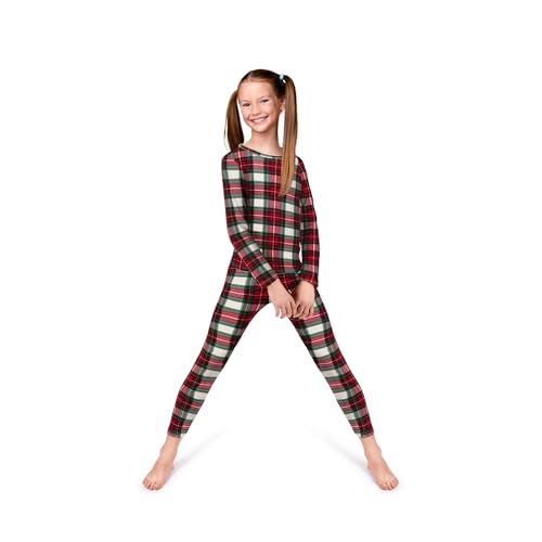 Rocky Thermal Underwear Kids Girls Thermal Underwear Set Long Johns kid Thermals Kid Base Layer kids thermals top bottom set Winter Clothes Shirt Pants Ski/Extreme Cold (White Plaid, M, Heavy)