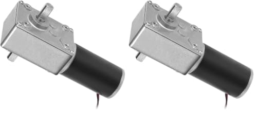 Image of DC 12V 10RPM 40Kg.cm 8mm Double Shafts Self-Locking Reversible Worm Gear Motor with Cable, High Torque Speed Reduction Motor, Turbine Electric Gearbox Motor (Pack of 2)