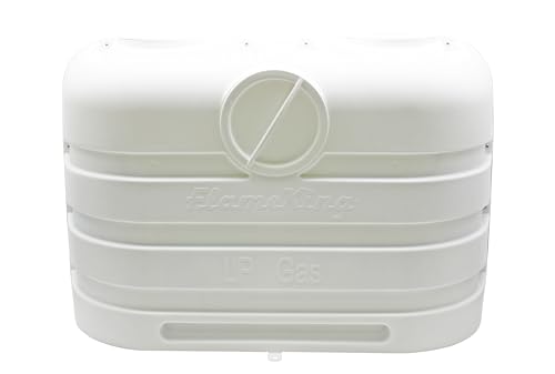 Image of Flame King Dual 20LB LP Propane Tank Light Plastic Heavy Duty Cover for RV, Travel Trailer, Camper - White