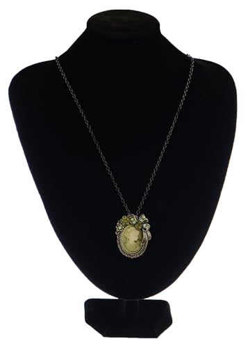 Image of Alilang Vintage Inspired Crystal Rhinestones Victorian Lady Cameo Pendant Necklace Maiden Flower Ribbon Bow Brooch Pin