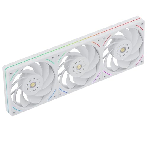 Thermalright TL-UB36RW Case Fan-120mm Quiet,PWM Function,Row 3 Fans-Reverse, for CPU Liquid Cooler and Case Cooling, White,with 5V ARGB Light Strip