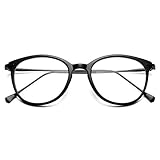 COASION Vintage Round Clear Glasses Non-Prescription Eyeglasses Frames for Women Men (Black/Black)