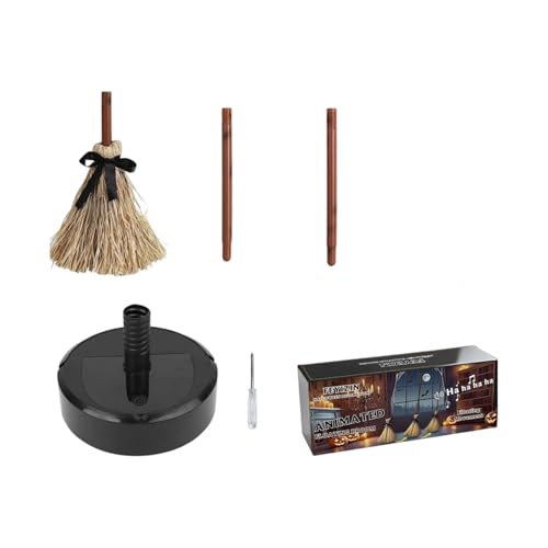 Motion Activated Floating Broom Decoration LED Dancing Brooms with Halloween Sound Effects for Indoor Outdoor Party