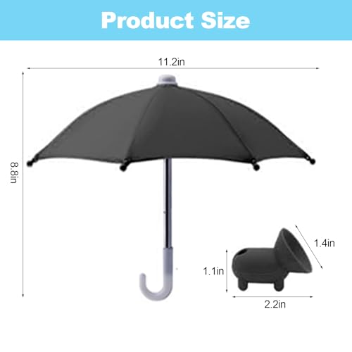 heqxwl Phone Umbrella for Sun, Cell Phone Umbrella Sun Shade, Universal Adjustable Cute Phone Stand Umbrella with Piggy Suction Cup, Outdoor Anti-reflective Glare Blocking (Black) - Thumbnail 5