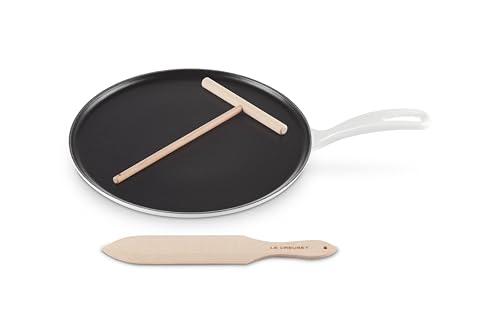Le Creuset Poêle à crêpes ronde traditionnelle en fonte émaillée, 26 cm, blanc