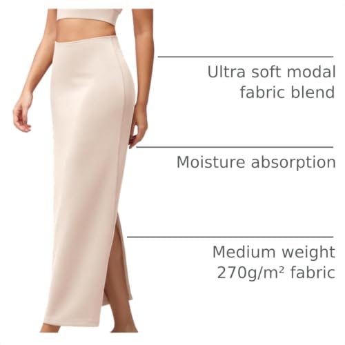 Image of ODODOS Modal Soft Maxi Skirt for Women, Back Slit High Waist Casual Long Pencil Skirts
