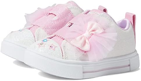 Skechers Kids Girls Toes Twinkle Sparks-Glitter Gems Sneaker, White/Pink, 7 Toddler | Image 3