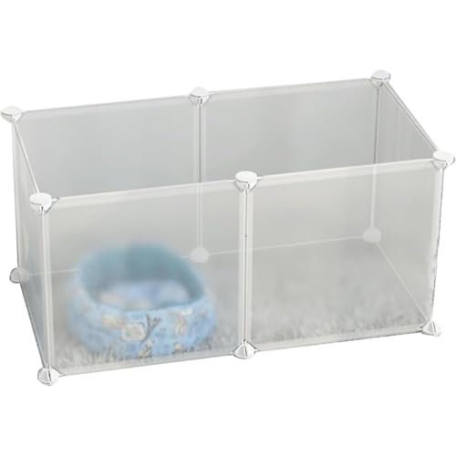 ペットサークル 室内用 犬 猫 用 ペットフェンス 自立式 ジョイント式 パネル 仕切り 脱走防止 小型犬用 ケージ トイレ付き フェンス 屋外用 置くだけ 自由組み合わせ可能 ペット用囲い (37CM 透明 6枚 (75*39*47CM))