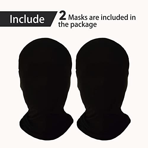 Vzqi 2 Pieces Full Face Mask Black 2Nd Skin Masks Halloween Cosplay Spandex Hood For Unisex Cloth #TOP1