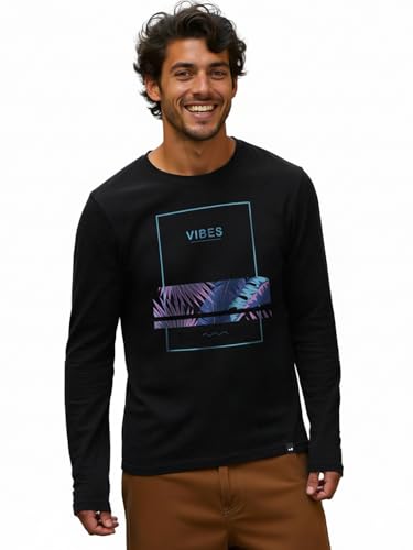 Image of Bewakoof Men's Printed Regular Fit Full Sleeve Round Neck Cotton T-Shirt