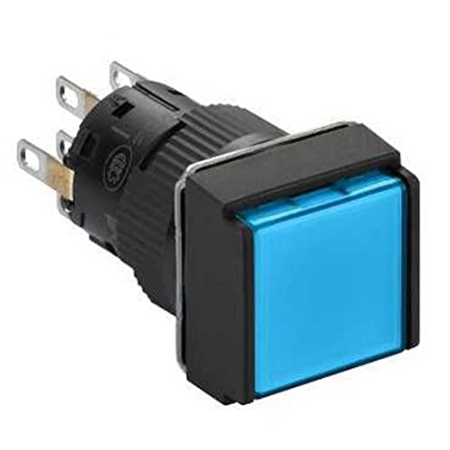 Pulsador cuadrado luminoso azul 24V para automatización de accesos y portones