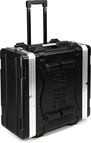Gator Cases Lightweight Rolling 4U Rack Case with Heavy Duty Latches, Retractable Tow Handle, and Recessed Wheels, Standard 19.25