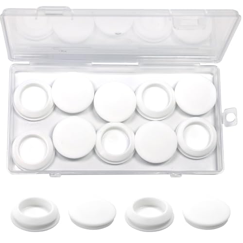 Image of 10 Pcs 25 mm Silicone Rubber Plugs Snap in Locking Hole Plugs for 25-27 mm (1 inch-1-1 /16 inch) Round Holes, Flush Type Rubber Stoppers, Flexible Tube Pipe End Caps Covers, Waterproof Sealing Plugs, White