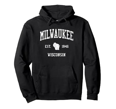 Milwaukee WI J01 Vintage Athletic Sports Design Pullover Hoodie