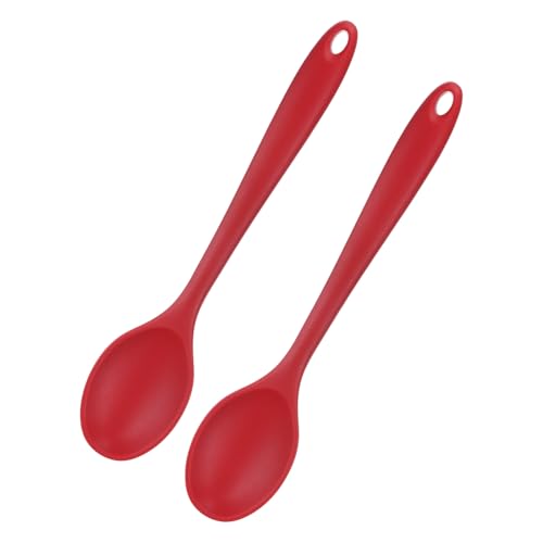 M METERXITY 2 Cucharones de Silicona para Cocinar de 10.6' Cucharones Sólidos Antiadherentes Y Resistentes Al Calor para Mezclar Utensilios de Cocina/Cocción/Horneado/Mezcla [Rojo]
