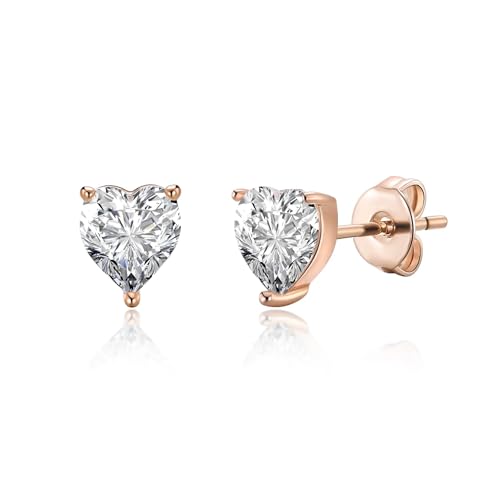Philip Jones Rose Gold Plated Heart Earrings Created with Zircondia® Crystals