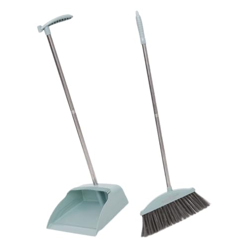 EXQUIMEUBLE 掃除効率向上 長柄ほうきとちりとり 軽量自立式 掃除用具 家や寮向け 快適グリップで使いやすく 床にぴったりフィットでゴミを逃さ
