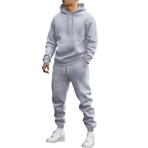 Chandal Hombre Completo Sudaderas Hombres Futbol Hoodie Termica Gym Conjunto Otoño Tracksuit Men Popular 2#Gris Claro M