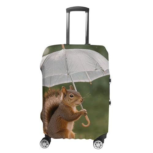 Carry on Luggage Cover Squirrel Hold A Umbrellas Suitcase Covers for Luggages Tsa Approved Travel Luggage Sleeve Protector Elastic Suitcase Protector Anti-Scratch Washable Fits 19-30 Inch Case -L