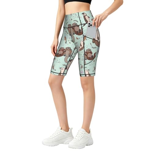 Short de motard femme avec poches à taille haute pour running