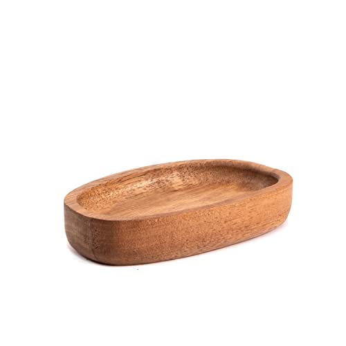 CIAL LAMA Vaciabolsillos Madera Marron Entrada Recibidor Bandeja Llaves Decorativo 11 cm