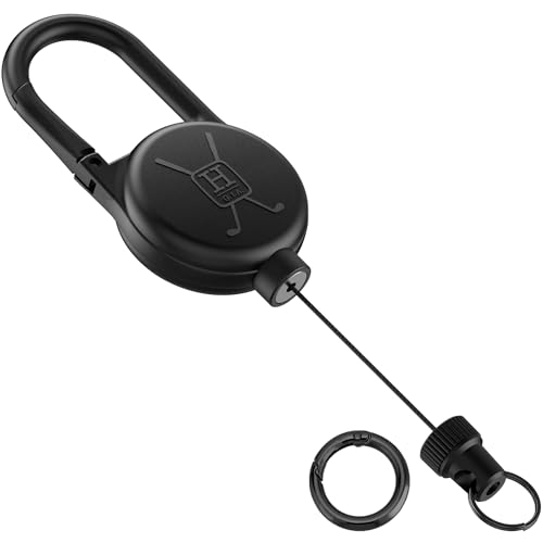 Handy Picks Heavy Duty Retractable Keychain Zinc Alloy Frame Clip with Magnetic Closure for Golf n Fishing Items Badge Holder 29.5 Cord 9 OZ Pulling Force Round Clasp Included Black Pack of 1