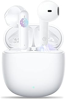 Wireless Headphones,Wireless Earbuds Bluetooth with 4 Mic AI Call Noise Cancelling Earphones Wireless bluetooth with 36h Playtime Type-C IPX6 Smart Touch Mini buds Volume+- with Fitness/Study White