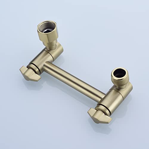 Trustmi 4 Inch Brass Shower Arm Adjustable Height Shower Head Extension Arm Mount, Brushed Gold #TOP5
