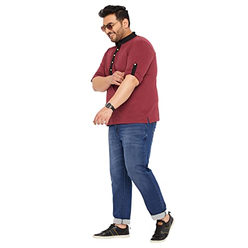 Image of Bigbanana Plus Size Men's Regular Fit Solid Henley Tshirt