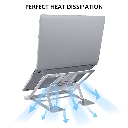Aluminum Laptop Stand For Desk, Jueruo Ergonomic Laptop Riser Holder, Adjustable Notebook Computer Stand For Macbook, Dell Xps, Hp, Samsung, Lenovo More 10-17" Laptops (Silver) #TOP4