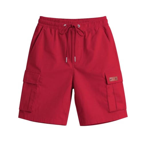 Image of Men's Cargo Shorts Elastic Waist Outdoor Loose Fit Sport Shorts Summer Joggers Casual Short with Multi-Pocket