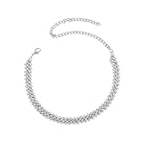 Koprek Silver Choker Necklace Adjustable Chain Sparkle Necklace Silver Rhinestone Choker Necklaces, Crystal Choker Necklaces for Women Fashion Jewelry Accessories Gift for Women and Girls