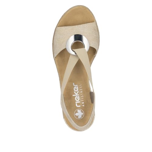 Image of Rieker 624H6 Fanni Women's Wedge Sandals - Lightweight, Comfortable and Supportive - Slip On Sandals with Cushioned Insole and High Wedge for Everyday Stylish Wear