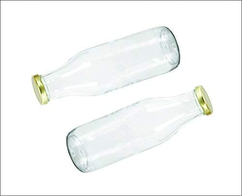 Image of Pure Source India Glass Water Bottle with Airtight Gold Cap - 500 ML, 6 Pieces, Clear