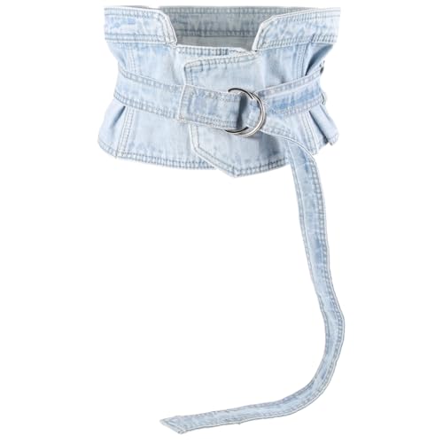 Denim Corset Belt, Women's Denim Peplum Waist, Waist Belt for for under Dress Bustiers Corsets Corset Top Dress Women Female Dress Accessory Denim Corset Waist Cincher Corset (Blue, 38.5")2