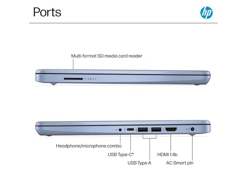 Image of HP AI-Powered 14 inch HD Laptop with Microsoft Office and 1TB Cloud Storage Included for 1-Year| 8GB RAM|128GB SSD| Intel 4-Core CPU| Webcam| Ultra Light|Windows 11| RK Bundle| Blue