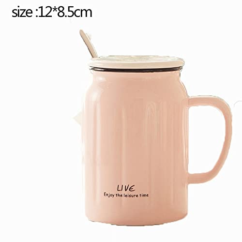 Kaffeetasse Kreativer Becher mit Deckel Löffel Kleine frische Tasse Persönlichkeit Paar Tasse Bubble Tee Cup Kaffeetasse Teetasse (Color : Milkcoffe)