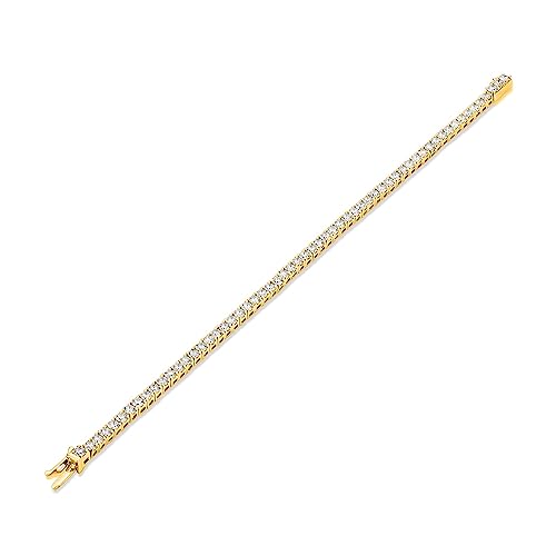 5 Carat - 10 Carat Lab Grown Diamond Tennis Bracelet | 14K Yellow Gold Four prong Link Tennis Bracelet Size 6.5 To 8 inch | D-E color and VS1 clarity2