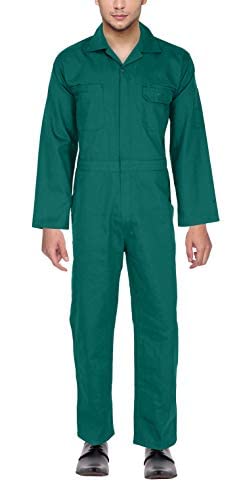 CLUB TWENTY ONE Men’s Cotton 240 GSM Coverall Suit, Workwear Boiler Suit Dangri, Breathable Overall Suit for Men (Green)