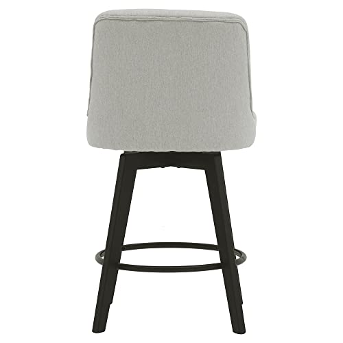 Minceta Counter Stool,26" 360 Free Swivel Upholstered Bar Stool With Back-Set Of 2-Performance Fabric In Beige Gray #TOP4