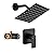 Black Shower Faucet Single Function Trim Kit with Rough-in Valve Set Bath Rainfall Shower System 8inch Square Stainless Steel Metal Shower Head