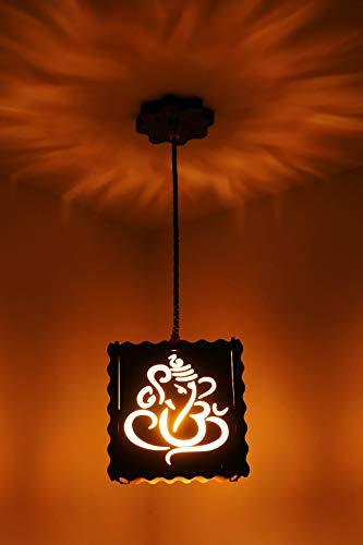 US DZIRE - THE BRAND OF LIFESTYLE 509 Ganesh ji Ceiling Light Wooden Pendant Lamp shade (With 15w Bulb) Hanging For Home | living room,Beige