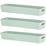✅ 3 cajas organizadoras: 3 unidades, 6 cm de alto. Dimensiones exteriores: aprox. 40 x 10 x 6 cm. Dimensiones interiores del suelo: aprox. 38,5 x 8,5 cm. Capacidad: aprox. 2 litros. Color: blanco