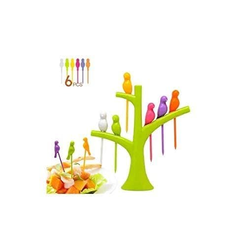 Image of Bird Plastic Fruit Fork Pack with Stand - Multicolor, 12-Pieces for Fun & Easy Serving (Pack of 1)